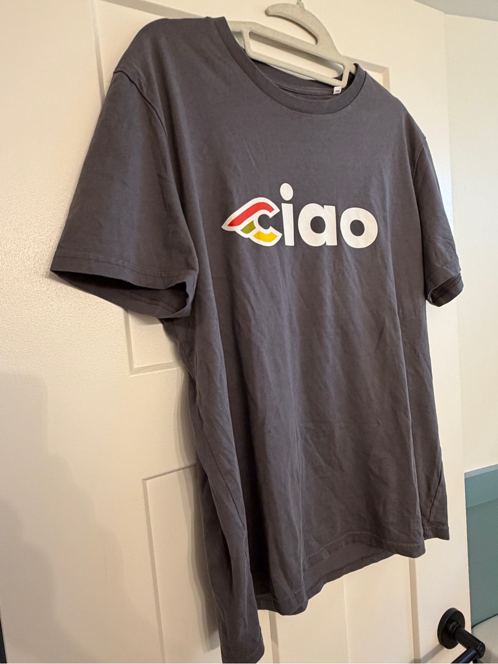 Cinelli Ciao Gray Graphic Tee Unisex Italian Cycling Company Size Large (US)